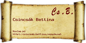 Csincsák Bettina névjegykártya